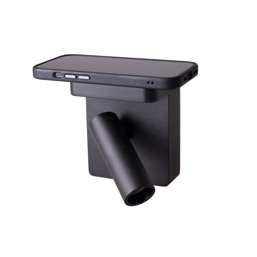 MAXLIGHT W0374 - Spot mural avec charge sans fil LOFER LED/7W/230V noir