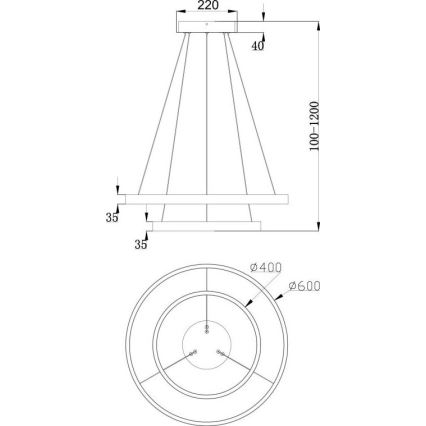 Maytoni MOD058PL-L55B3K - Suspension filaire RIM LED/61W/230V 3000K d. 60 cm noir
