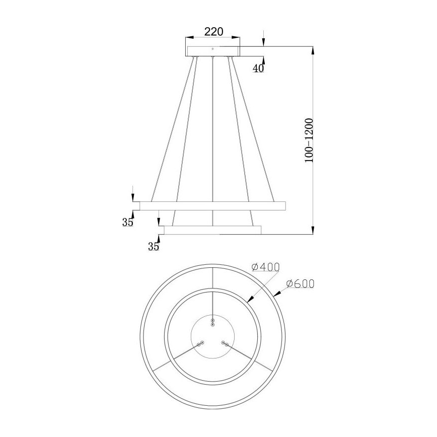 Maytoni MOD058PL-L55B3K - Suspension filaire RIM LED/61W/230V 3000K d. 60 cm noir