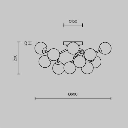 Maytoni MOD545CL-12B - Plafonnier DALLAS 12xG9/28W/230V noir/fumé