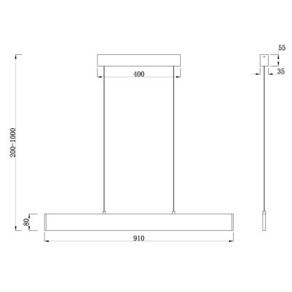 Maytoni P010PL-L23B4K - Suspension filaire STEP LED/23W/230V 4000K 91 cm noir