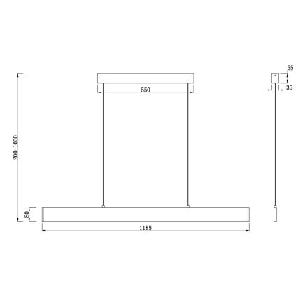 Maytoni P010PL-L30B4K - Suspension filaire STEP LED/30W/230V 4000K 118,5 cm noir