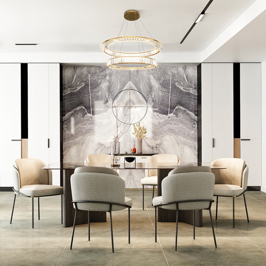 Maytoni P097PL-L90G4K - Suspension LED à câble KRONE LED/90W/230V CRI 90 Ø 102 cm dorée