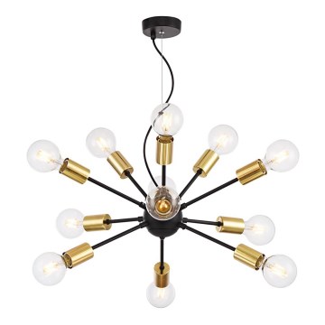 Maytoni T546PL-12B - Suspension JACKSON sur câble 12xE27/7W/230V noir/doré