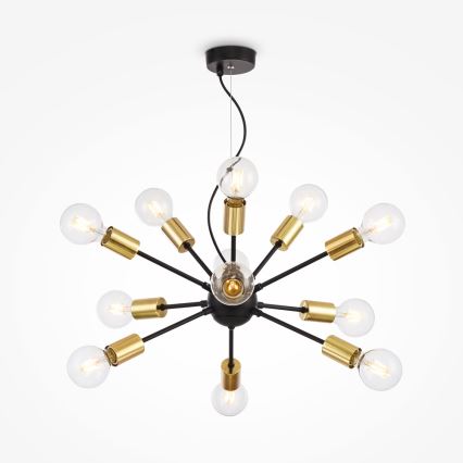 Maytoni T546PL-12B - Suspension JACKSON sur câble 12xE27/7W/230V noir/doré