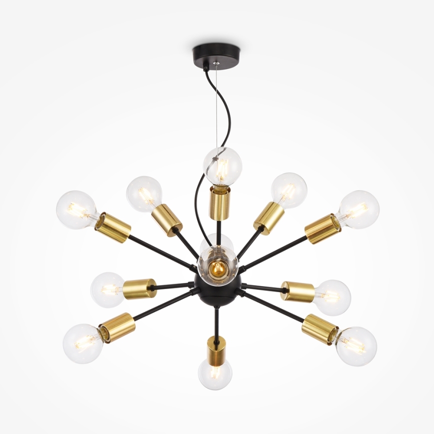 Maytoni T546PL-12B - Suspension JACKSON sur câble 12xE27/7W/230V noir/doré