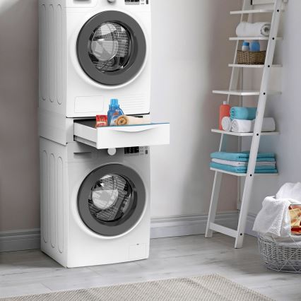 Meliconi 656112 - Entretoise pour lave-linge et sèche-linge avec tiroir de rangement coulissant 28 l blanche