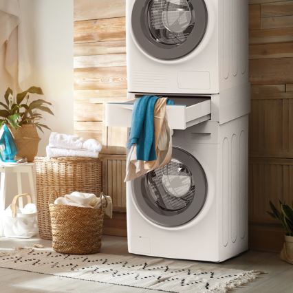 Meliconi 656112 - Entretoise pour lave-linge et sèche-linge avec tiroir de rangement coulissant 28 l blanche