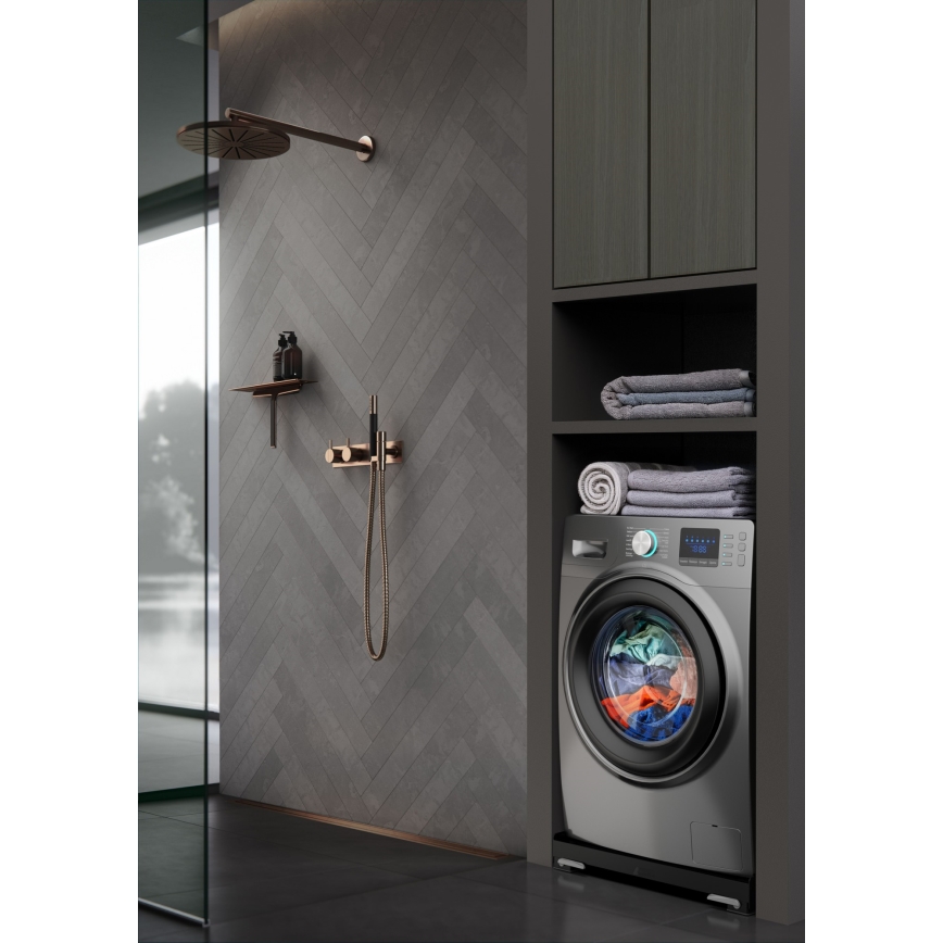 Meliconi 656168 - Tapis antivibrations pour lave-linge avec roulettes escamotables 47 cm noir