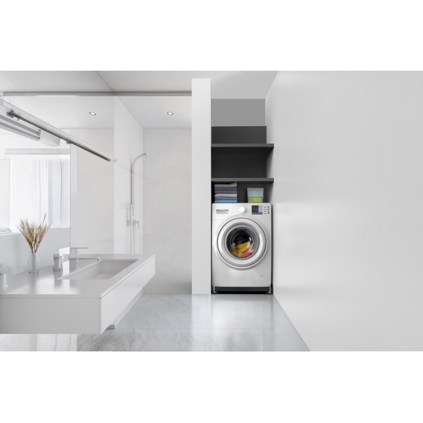 Meliconi 656168 - Tapis antivibrations pour lave-linge avec roulettes escamotables 47 cm noir