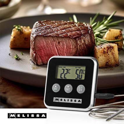 Melissa - Thermomètre à viande avec écran numérique et minuteur 0-250 °C 1xAAA