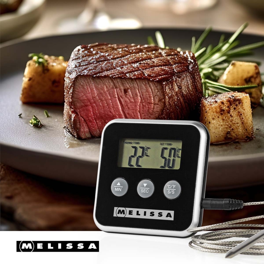 Melissa - Thermomètre à viande avec écran numérique et minuteur 0-250 °C 1xAAA