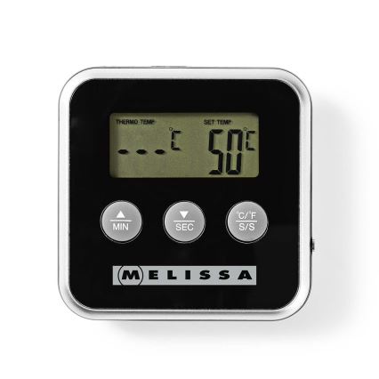 Melissa - Thermomètre à viande avec écran numérique et minuteur 0-250 °C 1xAAA