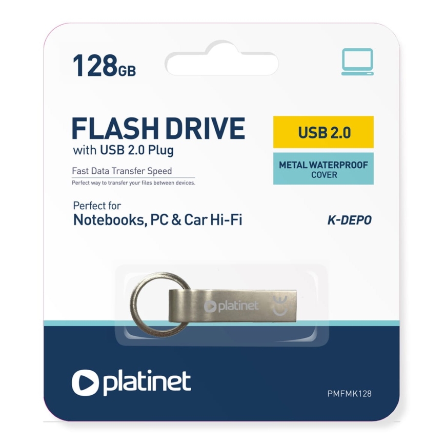 Métal étanche Flash Disk USB 128GB chrome mat