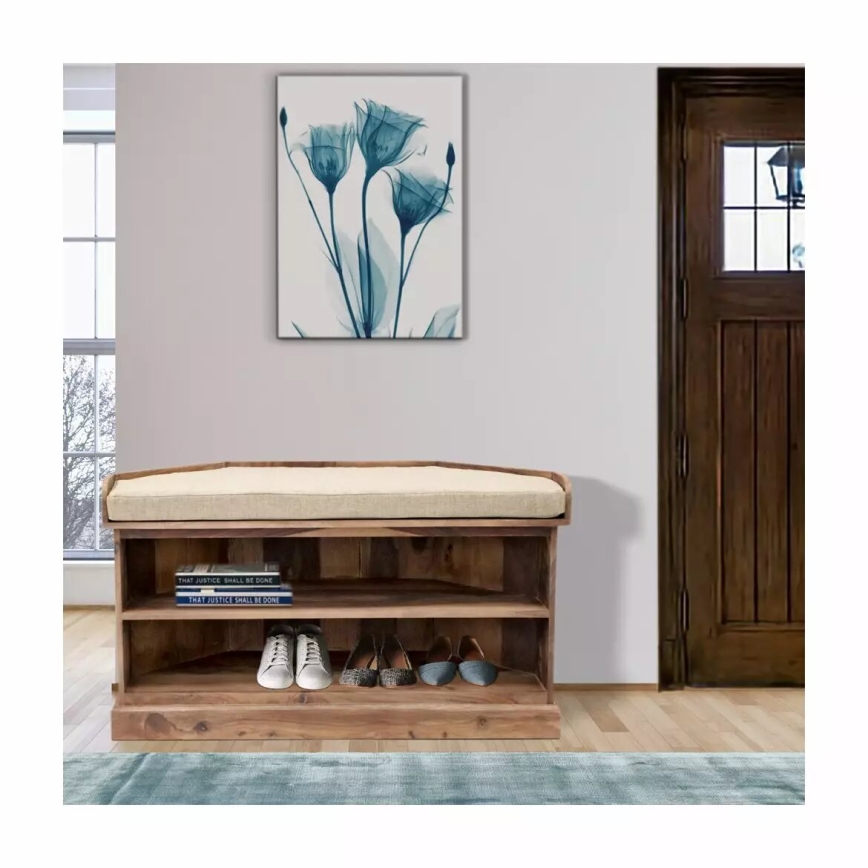 Meuble à chaussure d'angle RAMI 60x105 cm bois massif/palissandre