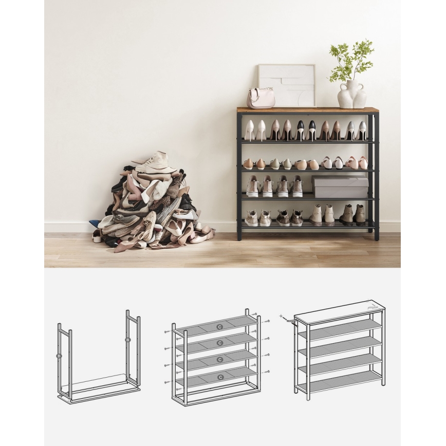 Meuble à chaussures DAVOR marron/noir