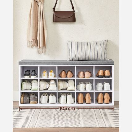 Meuble à chaussures VOREN 105 x 48 x 30 cm blanc/gris