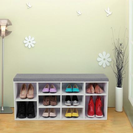 Meuble à chaussures VOREN blanc/gris