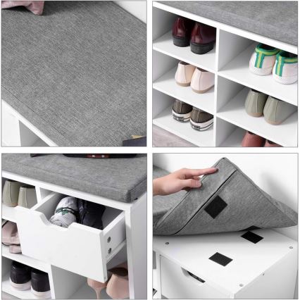 Meuble à chaussures VOREN blanc/gris