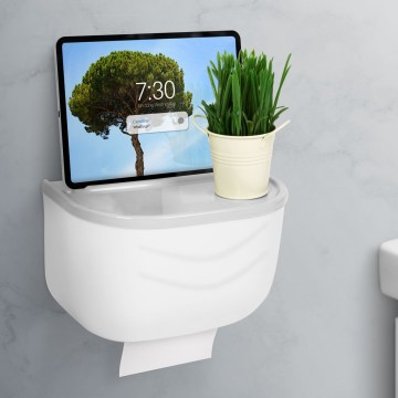 Meuble avec porte-rouleau pour papier toilette 21 x 13,5 cm blanc/gris