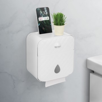 Meuble avec support pour rouleau de papier toilette 22 x 20,5 cm blanc