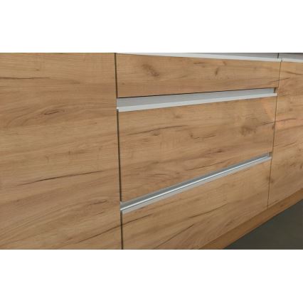 Meuble de cuisine MARINA 180 cm chêne craft/blanc brillant