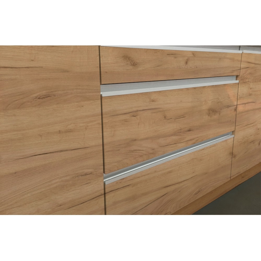 Meuble de cuisine MARINA 180 cm chêne craft/blanc brillant
