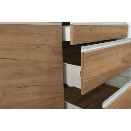 Meuble de cuisine MARINA 180 cm chêne craft/blanc brillant