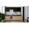 Meuble de cuisine MARINA 240 cm chêne craft/noir laqué