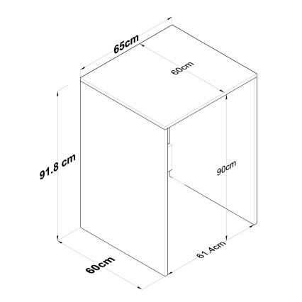 Meuble de machine à laver RANI 65x91,8 cm blanc/marron