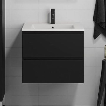 Meuble de salle de bain avec lavabo CONOR 61 cm noir
