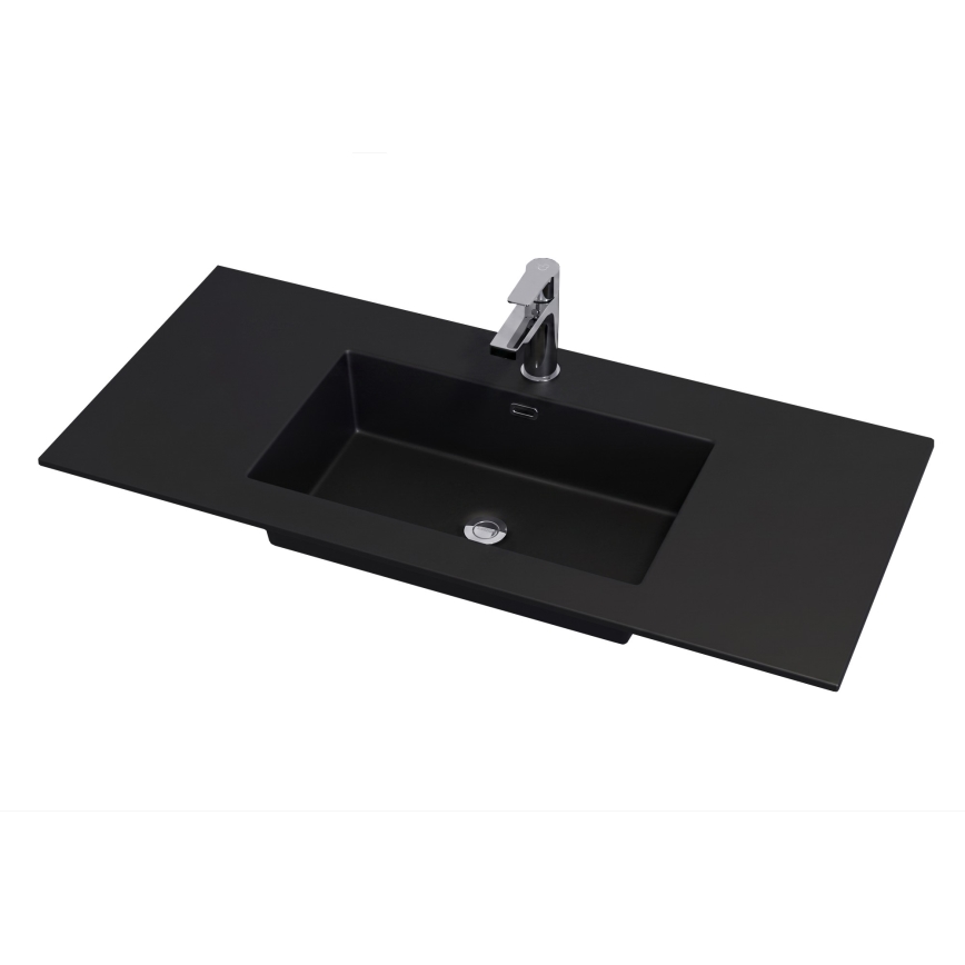 Meuble de salle de bains avec lavabo GRIBSKOV 100 cm beige/chêne/noir