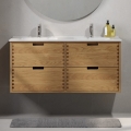 Meuble de salle de bains avec lavabo GRIBSKOV 120 cm beige/chêne/blanc