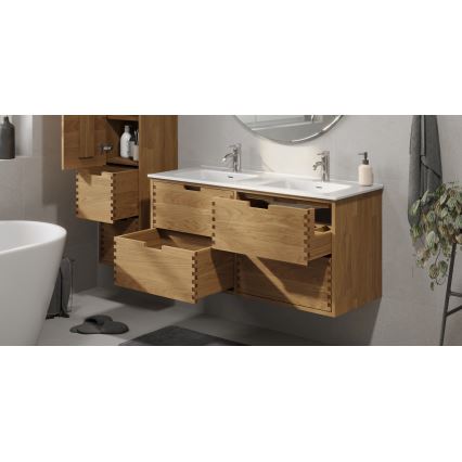 Meuble de salle de bains avec lavabo GRIBSKOV 120 cm beige/chêne/blanc