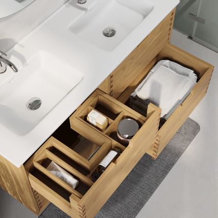 Meuble de salle de bains avec lavabo GRIBSKOV 120 cm beige/chêne/blanc