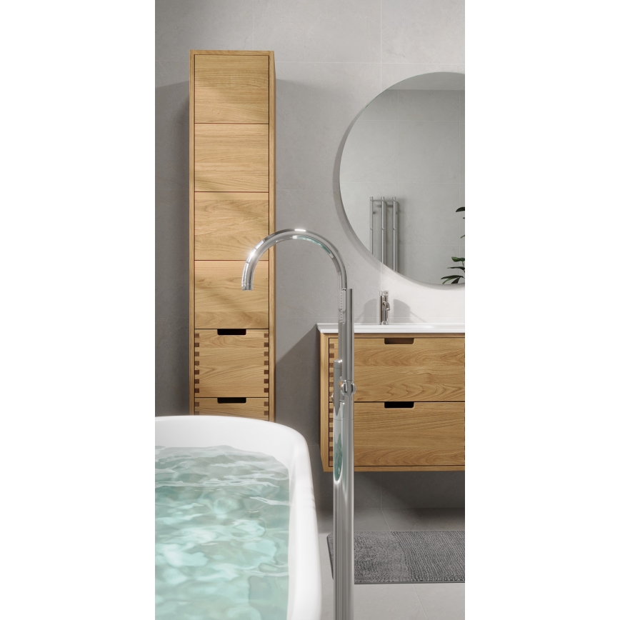 Meuble de salle de bains avec lavabo GRIBSKOV 120 cm beige/chêne/blanc