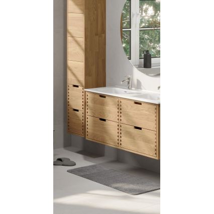 Meuble de salle de bains avec lavabo GRIBSKOV 120 cm beige/chêne/blanc