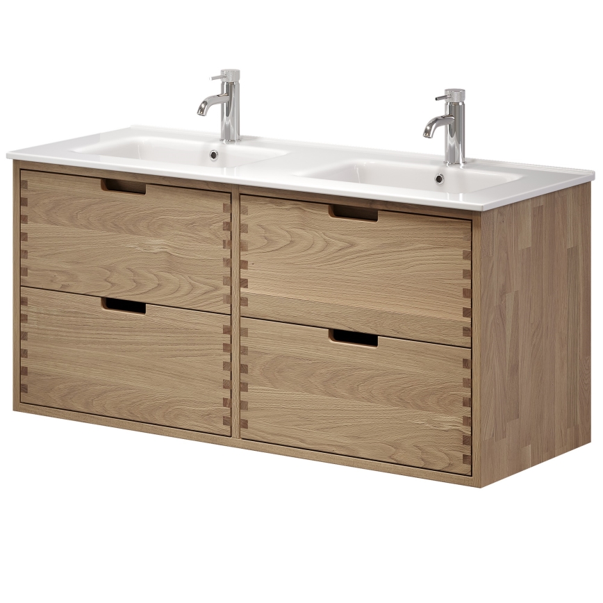 Meuble de salle de bains avec lavabo GRIBSKOV 120 cm beige/chêne/blanc