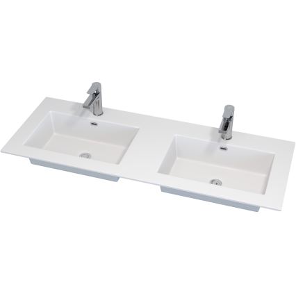 Meuble de salle de bains avec lavabo GRIBSKOV 120 cm beige/chêne/blanc