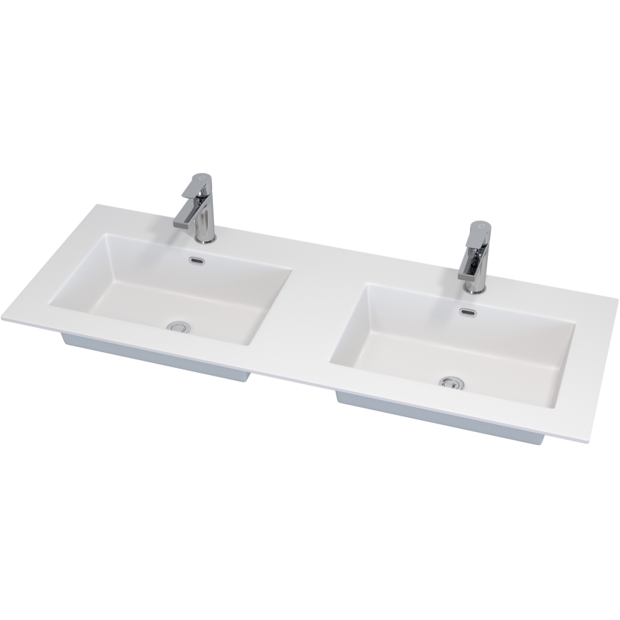 Meuble de salle de bains avec lavabo GRIBSKOV 120 cm beige/chêne/blanc