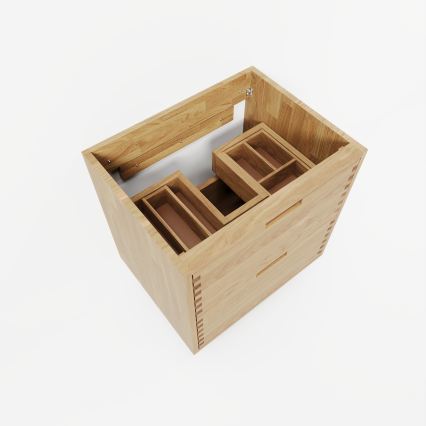 Meuble de salle de bains avec lavabo GRIBSKOV 60 cm, beige/chêne/blanc