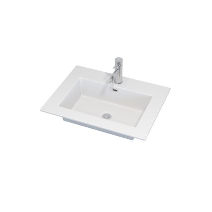Meuble de salle de bains avec lavabo GRIBSKOV 60 cm, beige/chêne/blanc