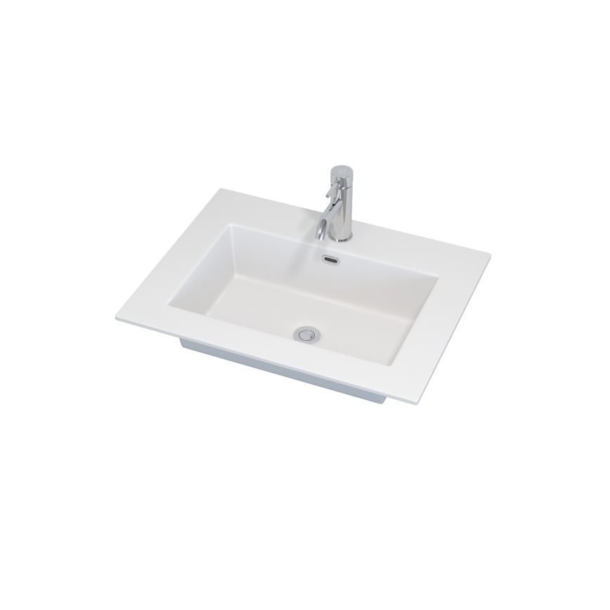 Meuble de salle de bains avec lavabo GRIBSKOV 60 cm, beige/chêne/blanc