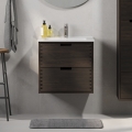 Meuble de salle de bains avec lavabo GRIBSKOV 60 cm marron/chêne/blanc