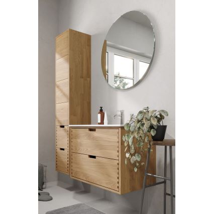 Meuble de salle de bains avec lavabo GRIBSKOV 80 cm beige/chêne/blanc