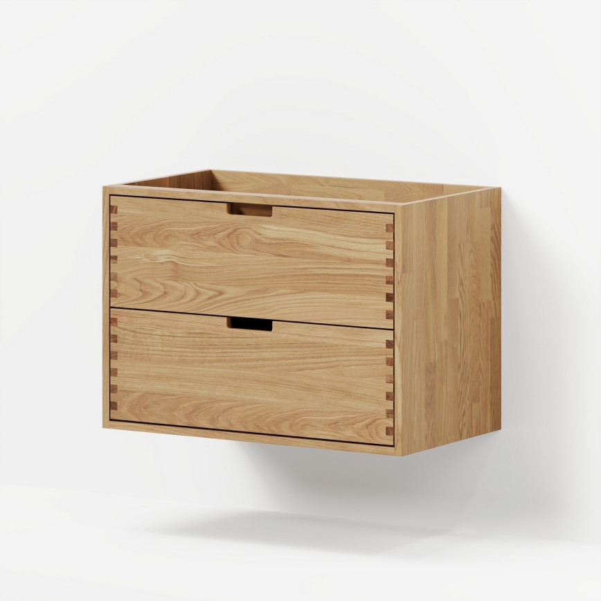 Meuble de salle de bains avec lavabo GRIBSKOV 80 cm beige/chêne/blanc