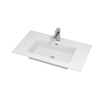 Meuble de salle de bains avec lavabo GRIBSKOV 80 cm beige/chêne/blanc