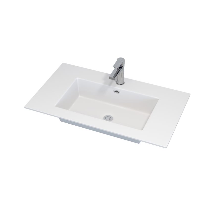 Meuble de salle de bains avec lavabo GRIBSKOV 80 cm beige/chêne/blanc