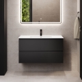 Meuble de salle de bains avec lavabo HELSINKI 100 cm, noir