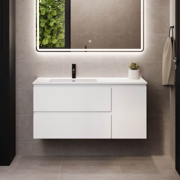 Meuble de salle de bains avec lavabo HELSINKI 115 cm gauche/blanc